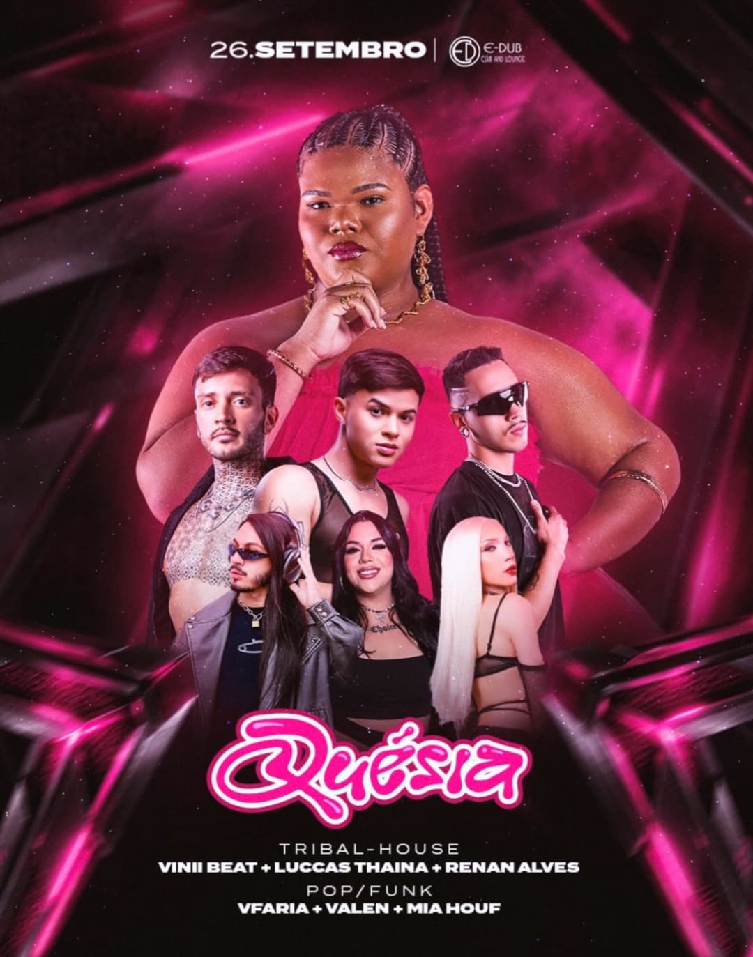 Flyer de DJ Luccas Thaina, Quésia, Vinii Beat e mais 5 artistas