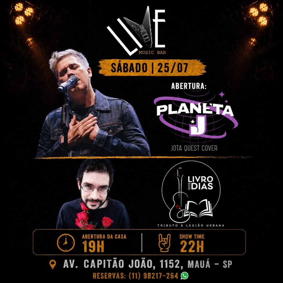 Flyer de Legião Urbana Tributo e Planeta J