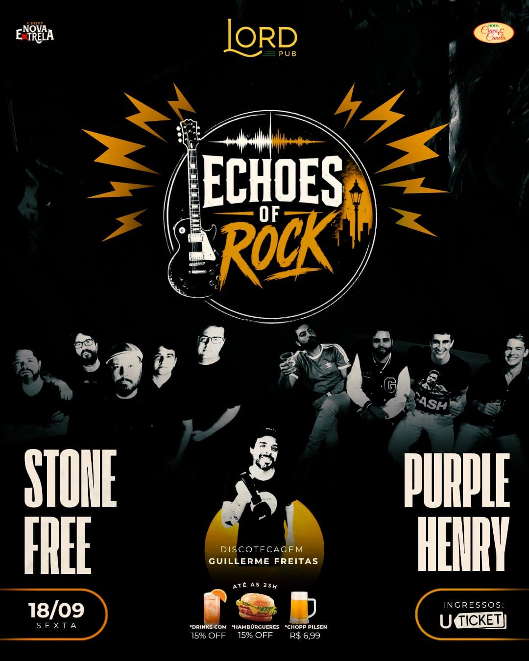 Flyer de Stone Free e Purple Henry