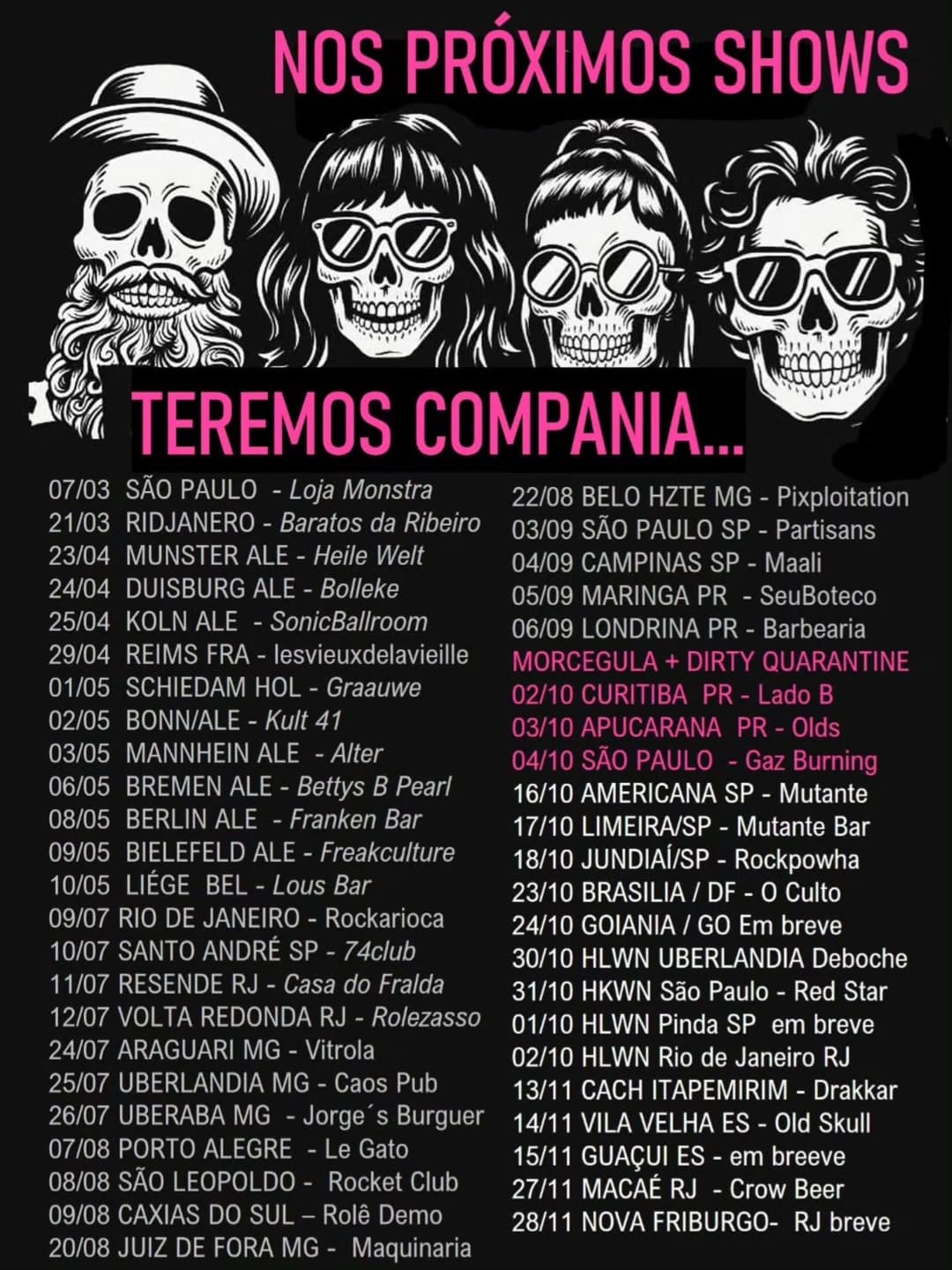 Flyer de Morcegula Duo e Dirty Quarantine