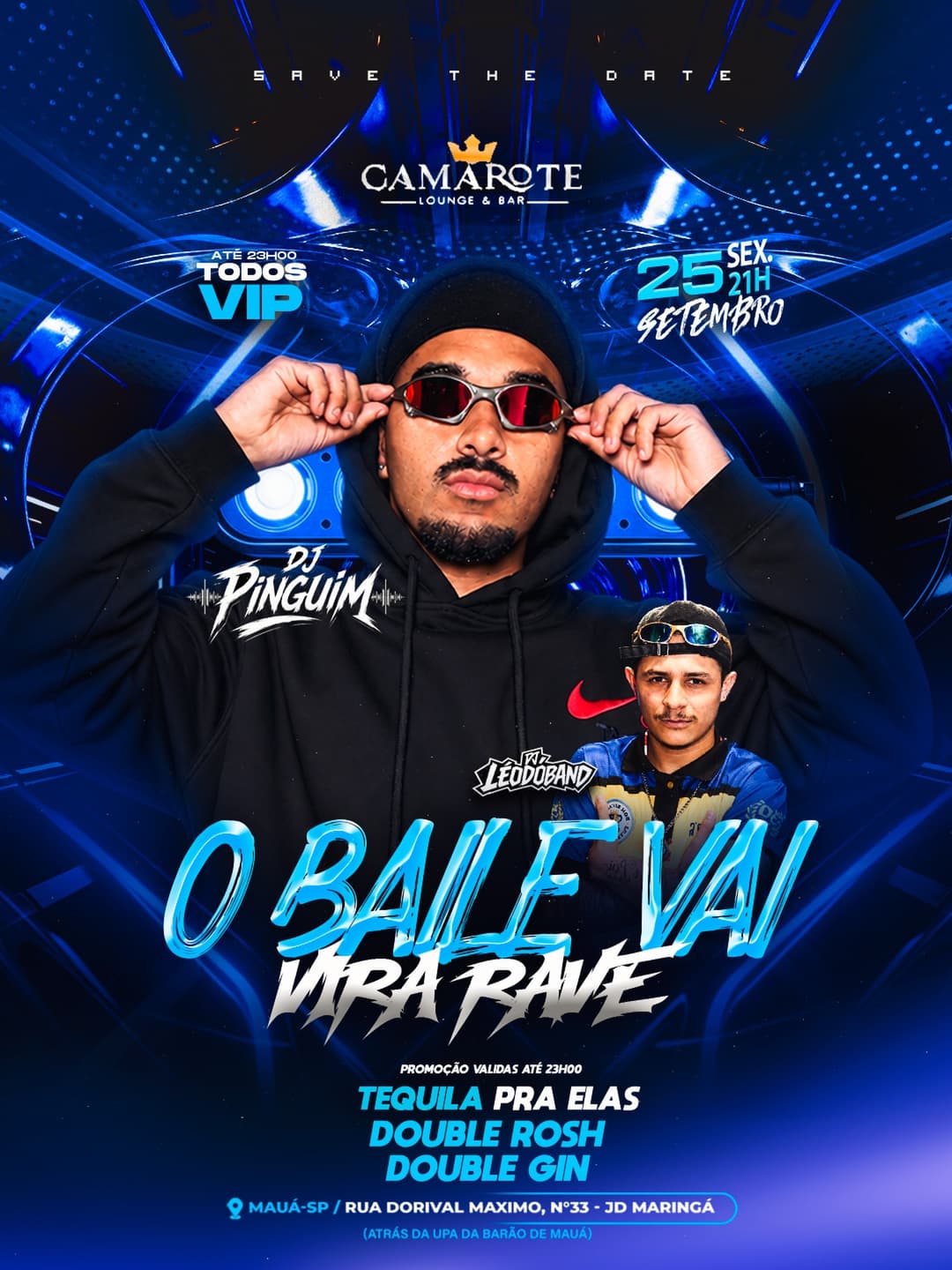 Flyer de DJ Pinguim e Leo do Band