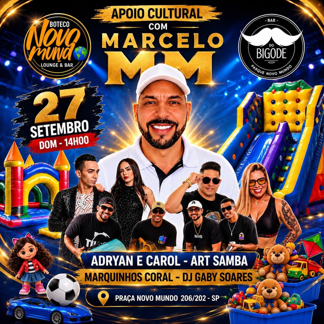Flyer de Adryan e Carolina, Grupo Art'Samba e mais 2 artistas
