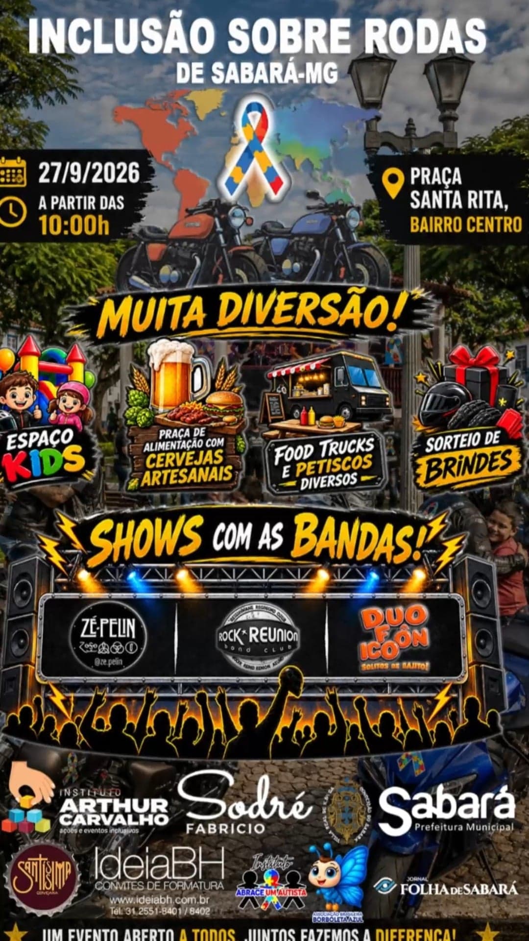 Flyer de Zé-Pelin, Rock Reunion e Duo Ficóon