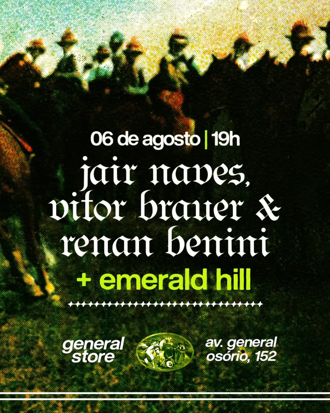 Flyer de Emerald Hill, Jair Naves, Vitor Brauer e Renan Benini