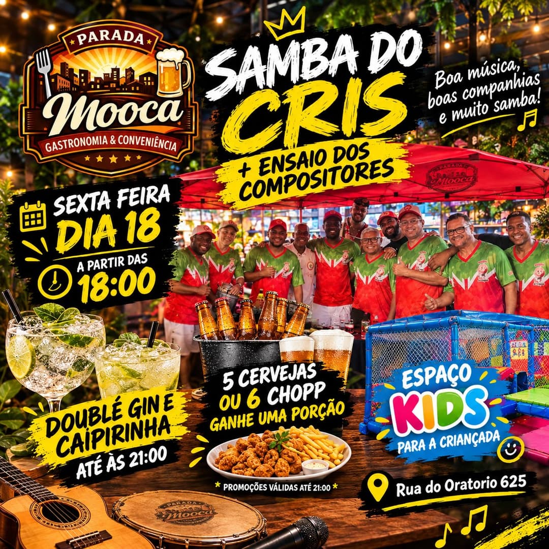 Flyer de Samba do Cris e Ensaio dos Compositores