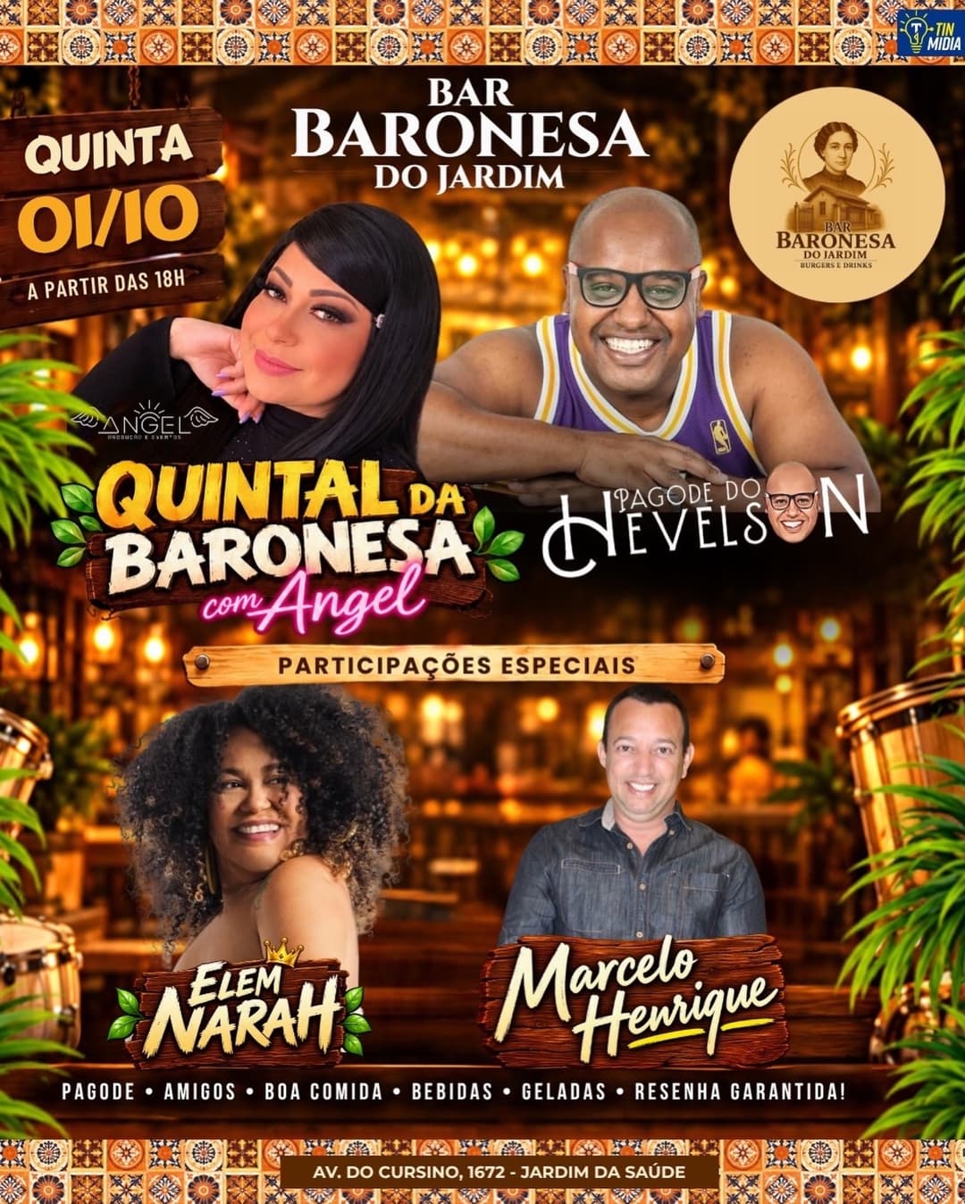 Flyer de Elem Narah, Marcelo Henrique e mais 4 artistas