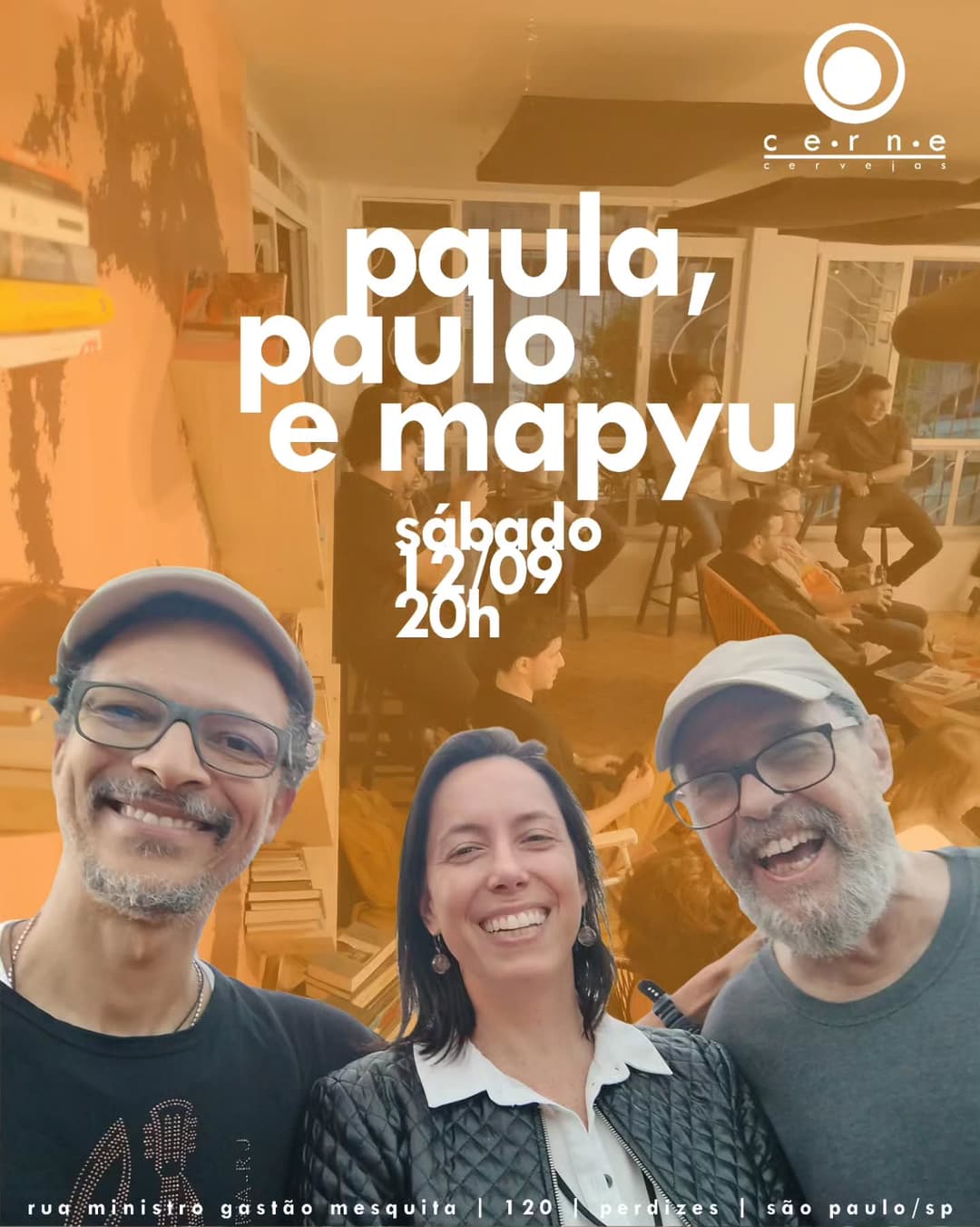 Flyer de Paula Malteca, Paulo Godoy e Mapyu