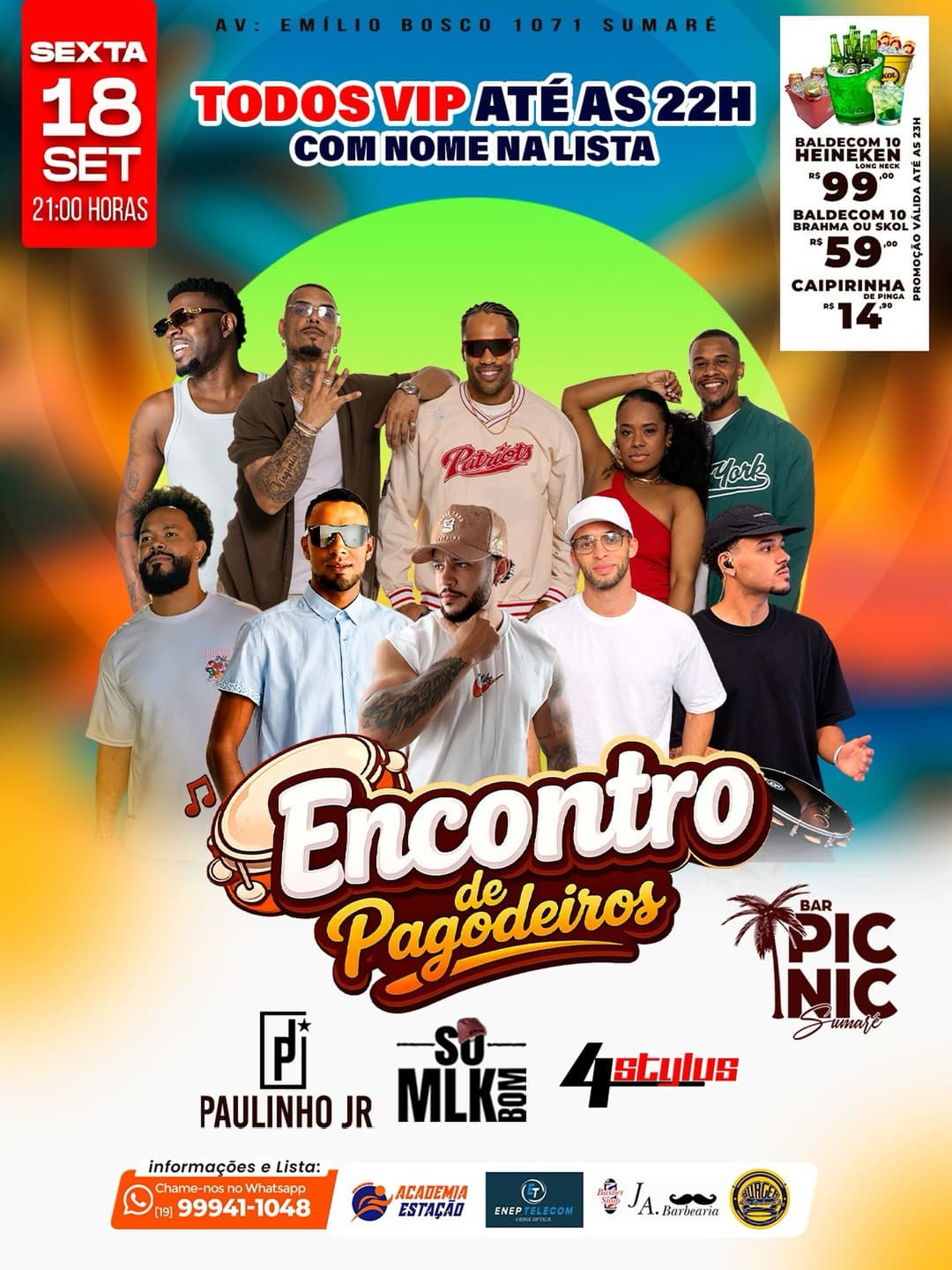 Flyer de Grupo 4Stylus, Paulinho Jr e Só MLK Bom