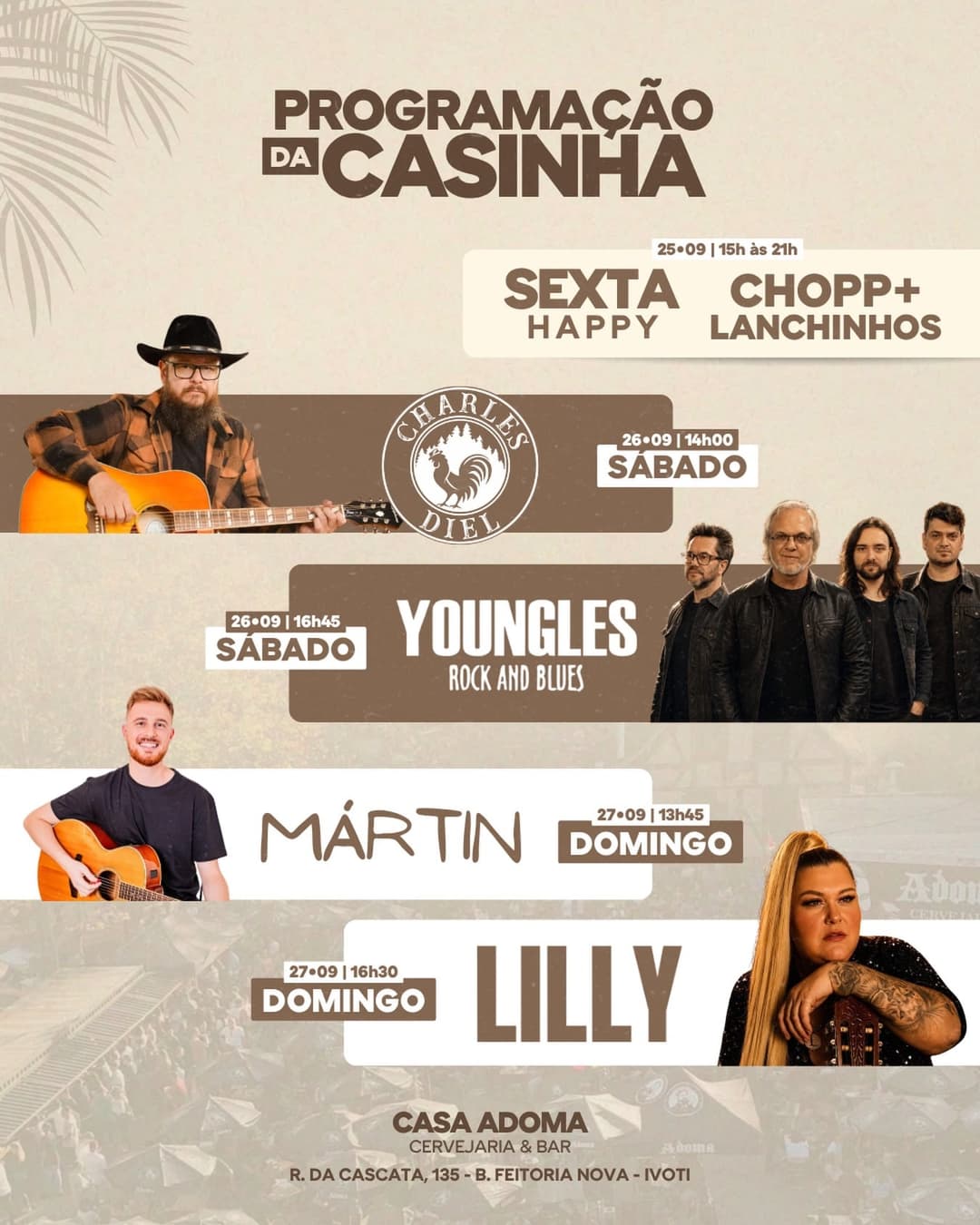 Flyer de Mártin Duo e Lilly e Banda