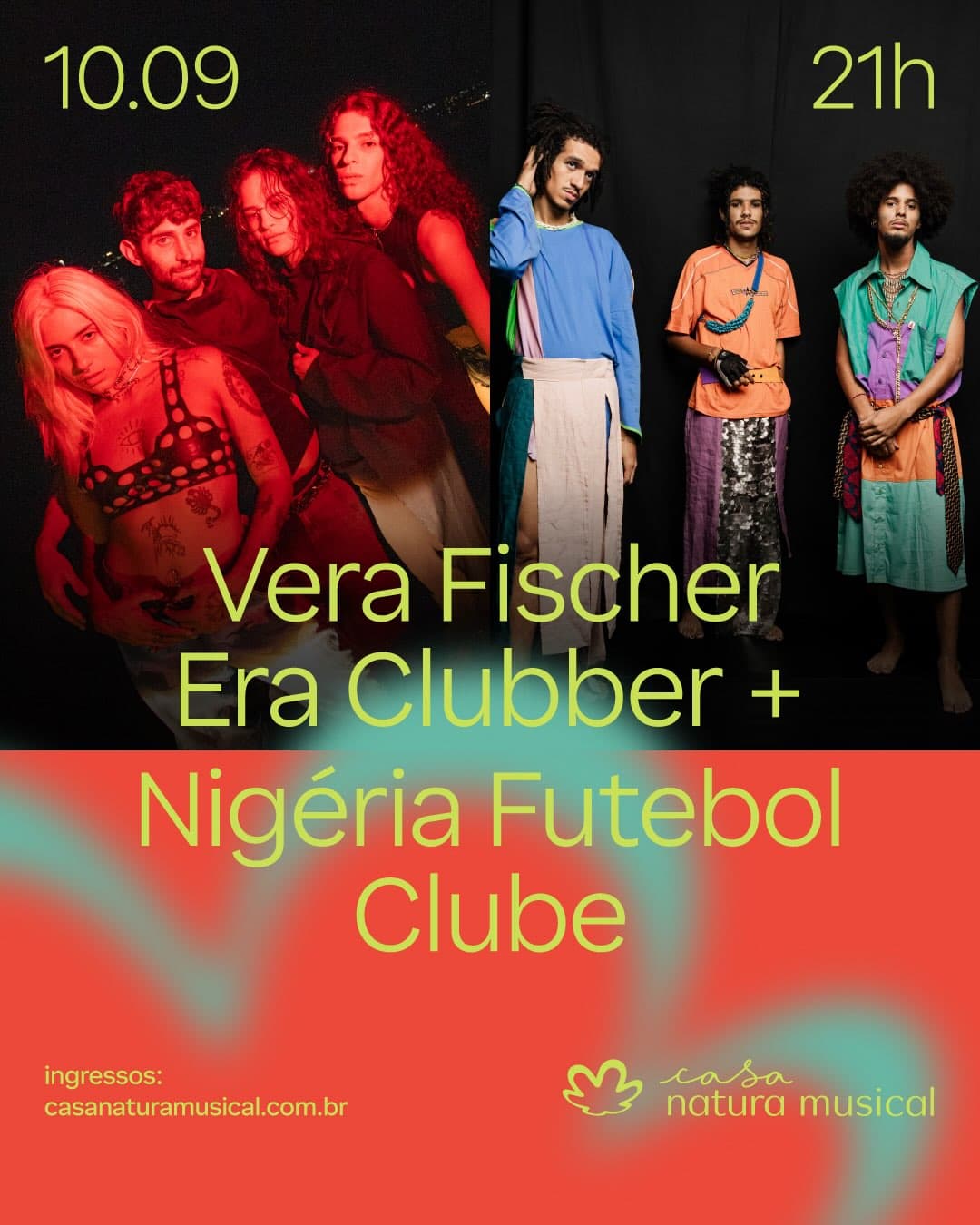 Flyer de Vera Fischer Era Clubber e Nigéria Futebol Clube