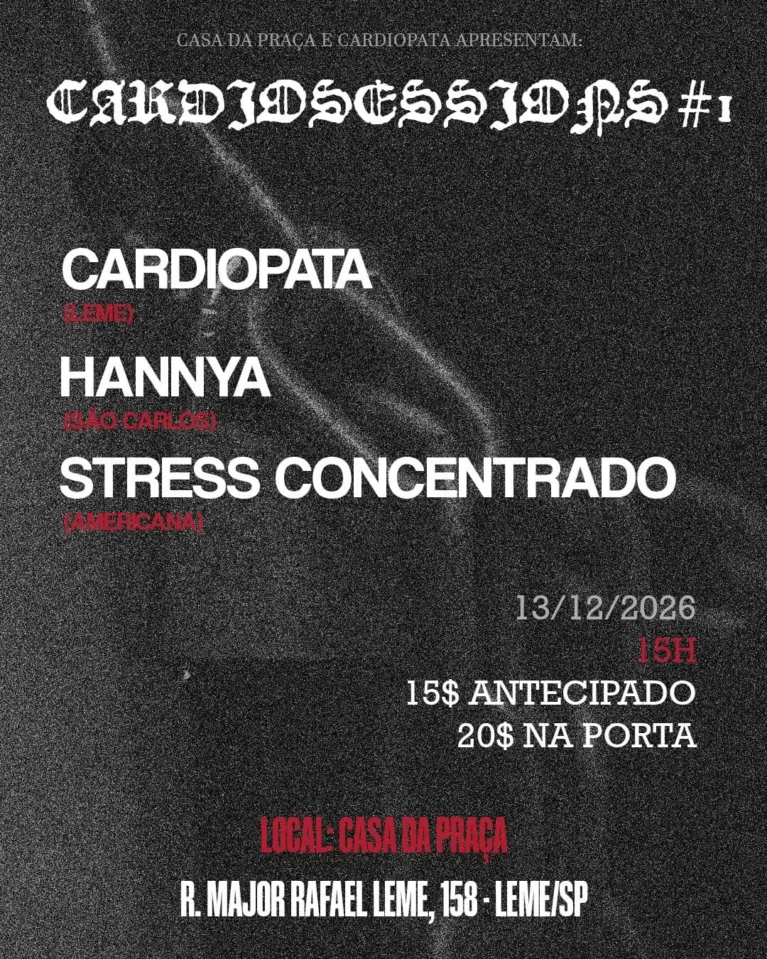 Flyer de Cardiopata HxCx, Hannya e Stress Concentrado