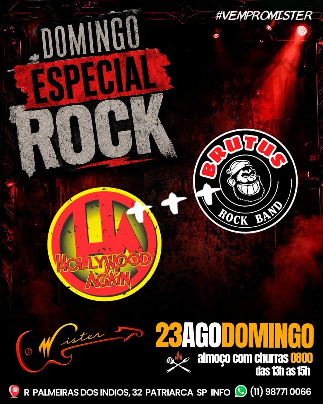 Flyer de Banda Brutus e Hollywood Again