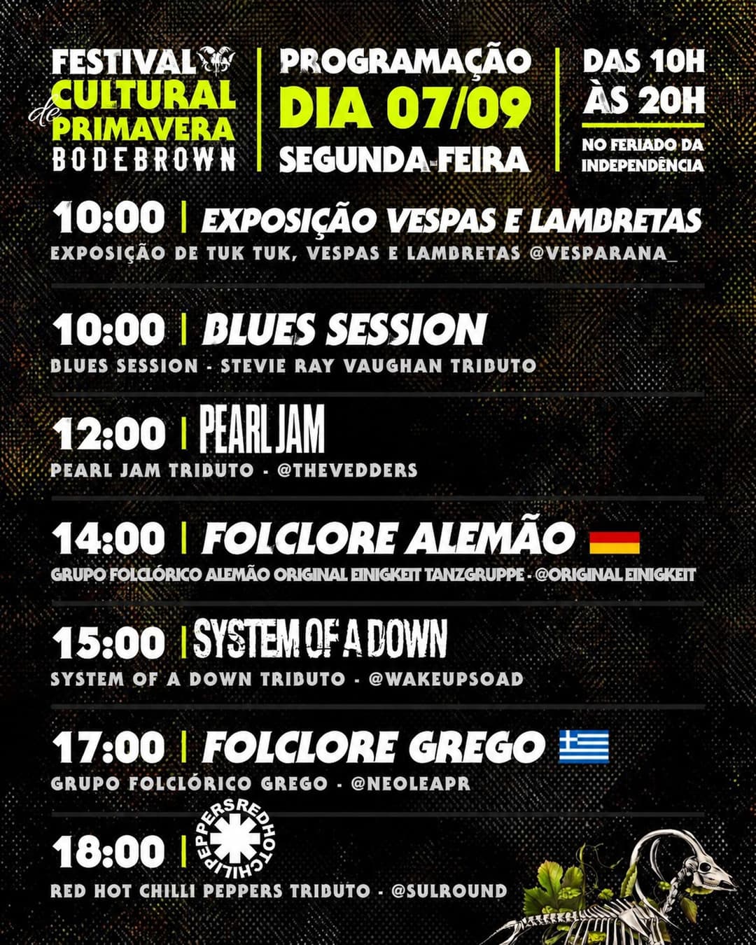 Flyer de Pearl Jam Tributo e mais 7 artistas