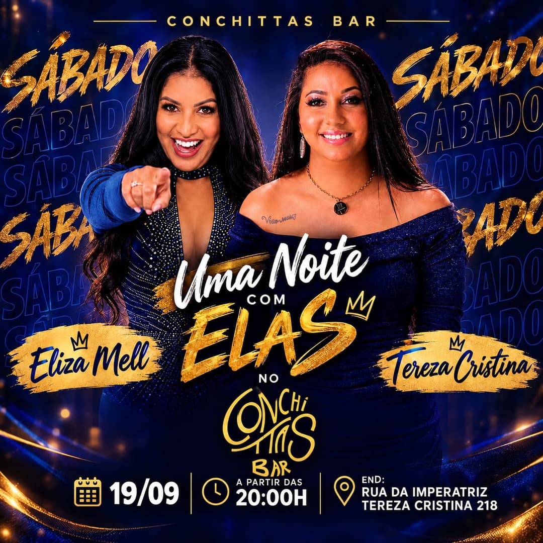 Flyer de Tereza Cristina, Eliza Mell e DJ Fabinho