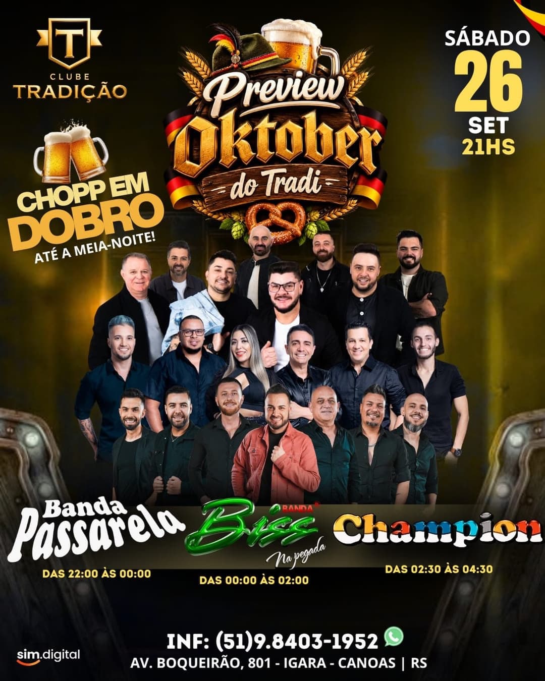 Flyer de Banda Passarela, Banda Biss e Banda Champion