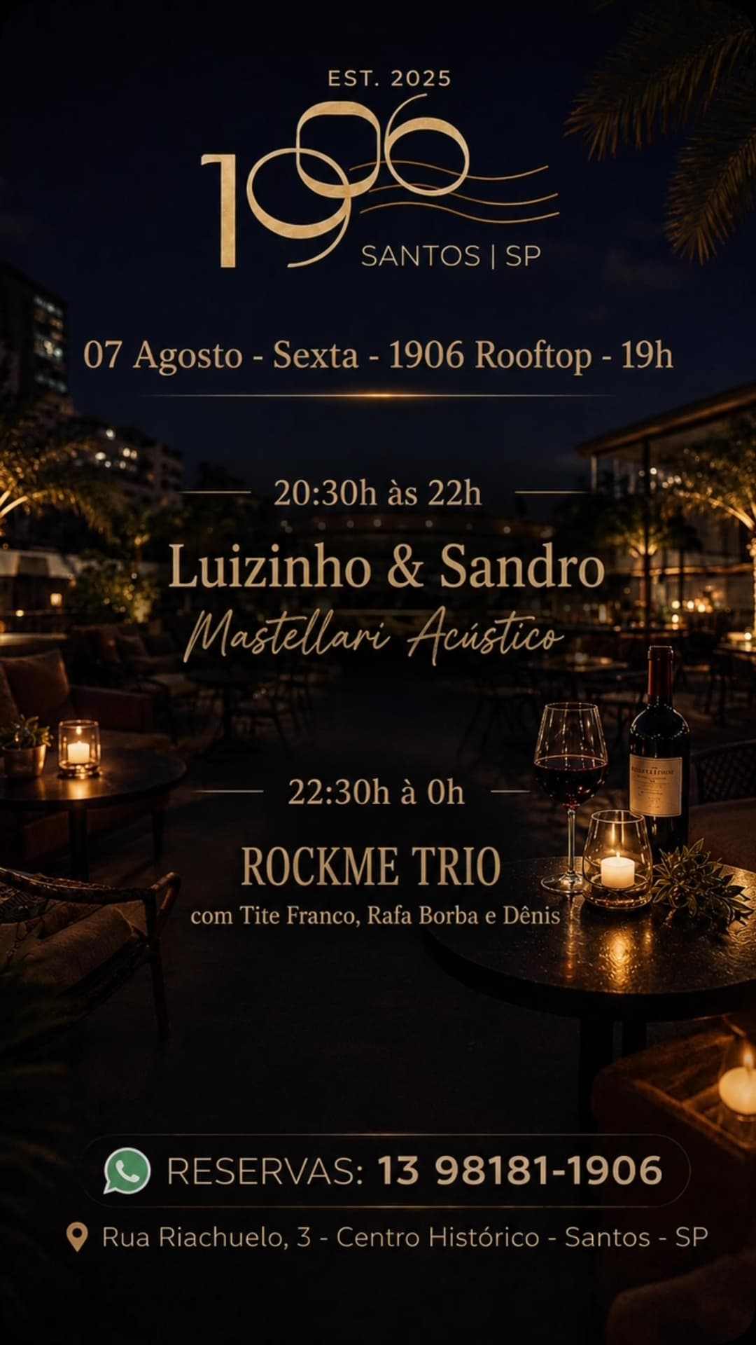 Flyer de Luizinho & Sandro Mastellari Acústico e RockMe Trio