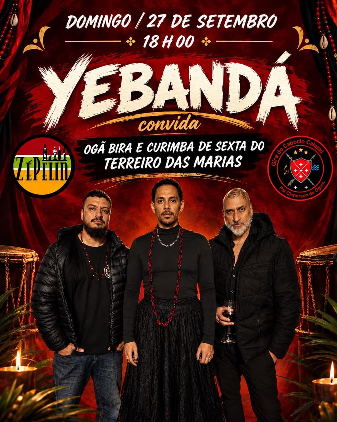 Flyer de Yebandá, Ogã Bira e mais 1 artista
