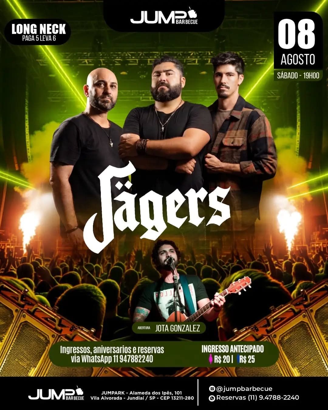 Flyer de Jota Gonzalez e Jägers
