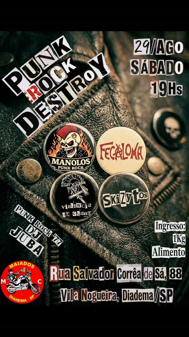Flyer de Skizytos, Manolos Punk Rock, Fecaloma e mais 6 artistas