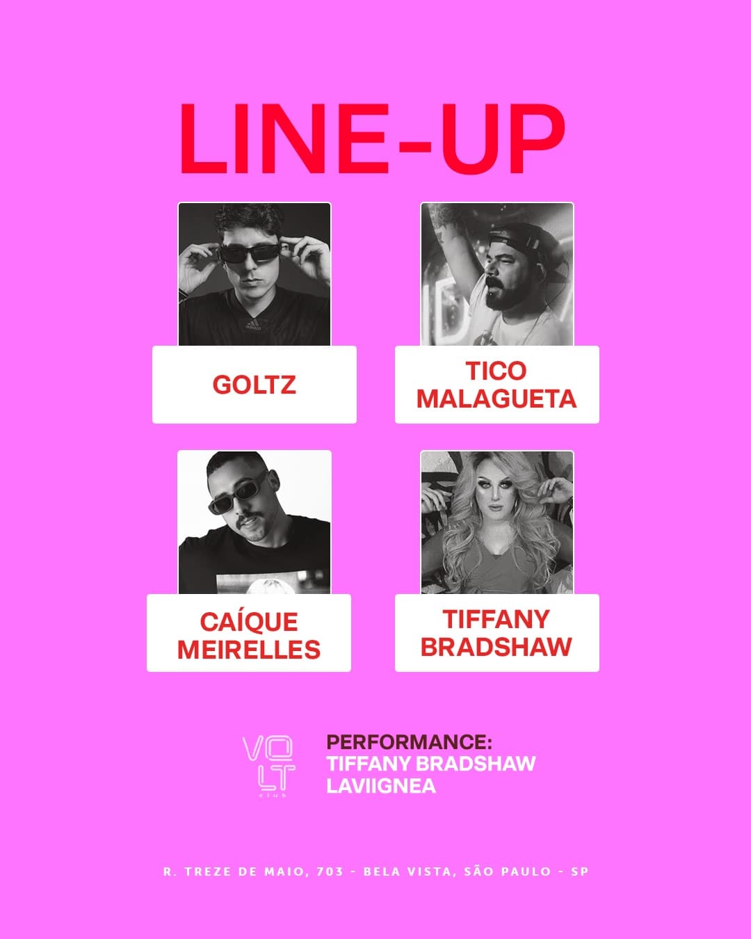 Flyer de Tiffany Bradshaw, GOLTZ e mais 2 artistas