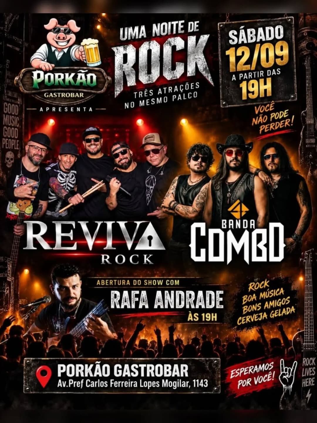 Flyer de Rafa Andrade, Reviva Rock e Banda Combo