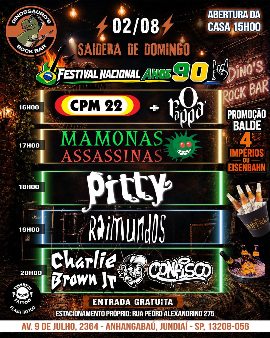 Flyer de CPM22, Raimundos e CHARLIE BROWN JR.