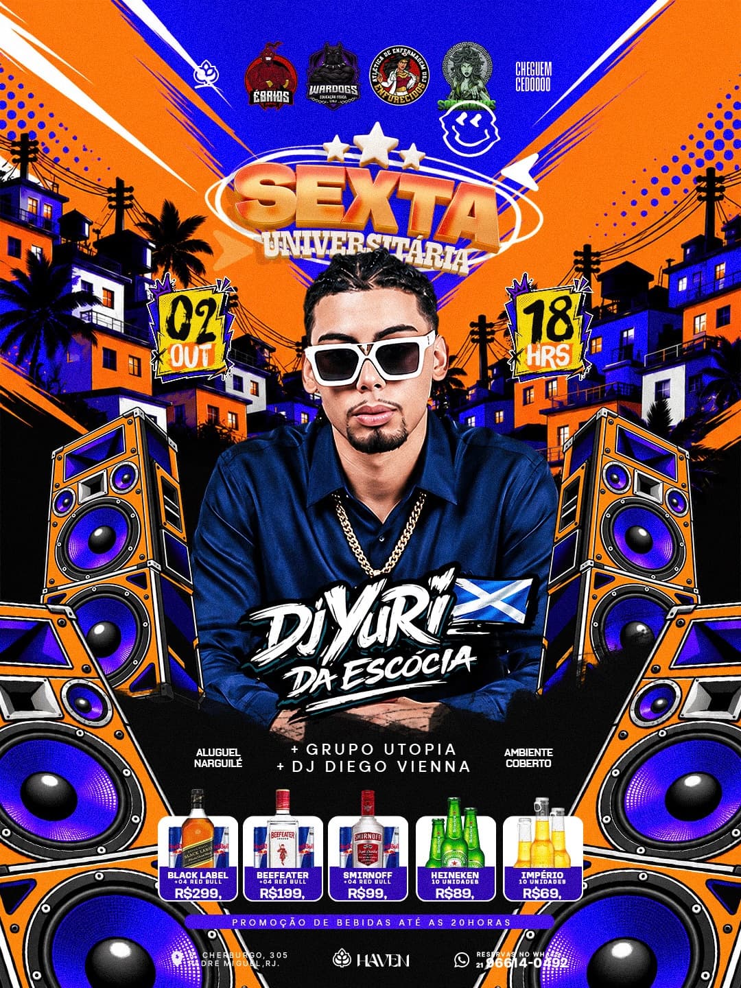 Flyer de Grupo Utopia, DJ Yuri da Escócia e DJ Diego Vienna