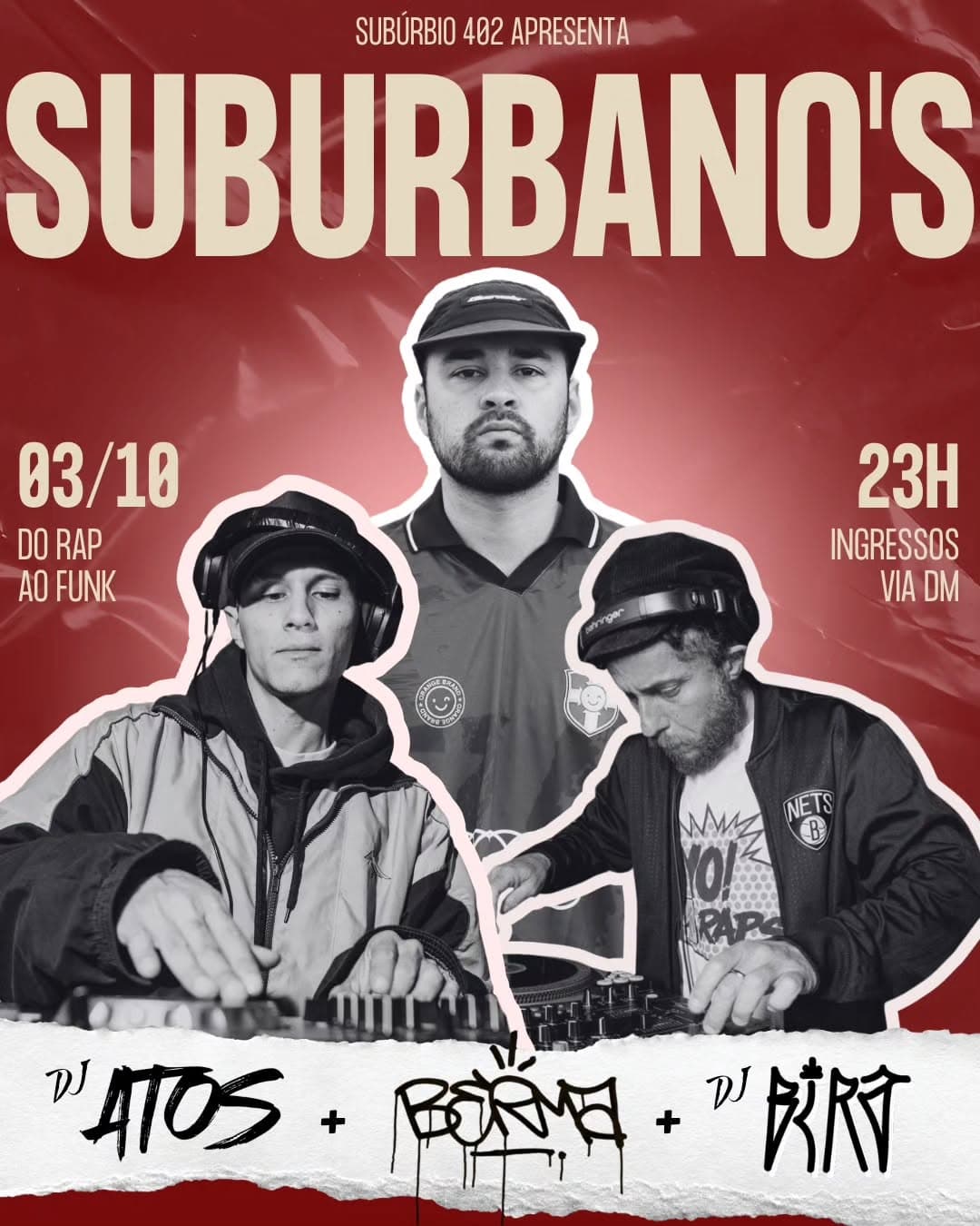 Flyer de Berma, Bira e DJ Atos