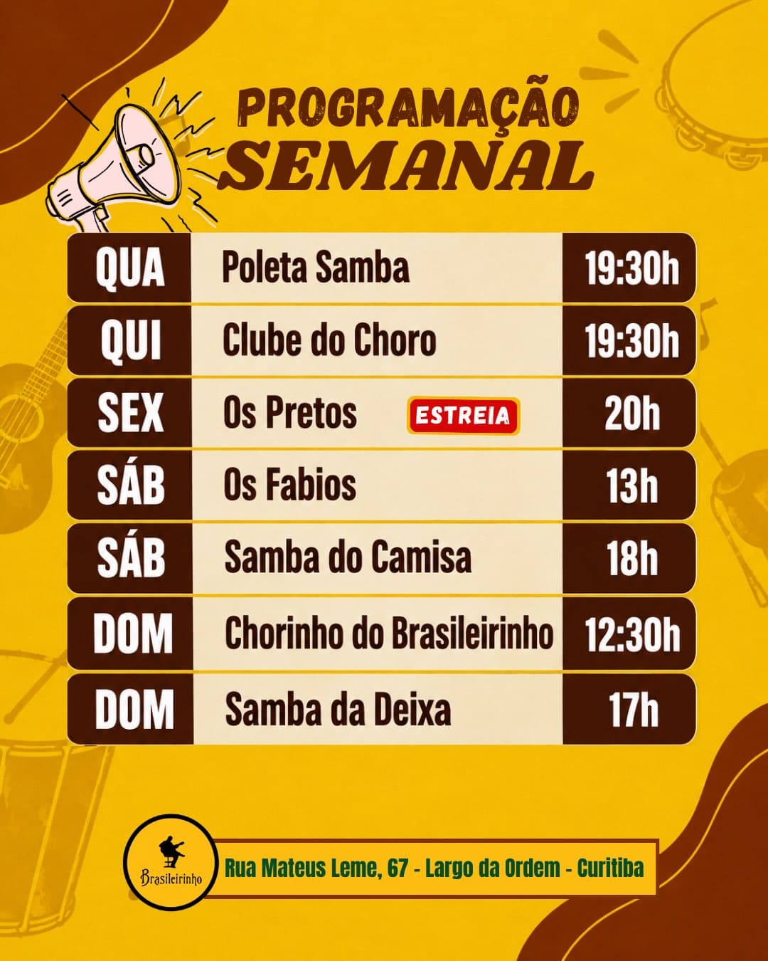 Flyer de Os Fabios e Samba do Camisa