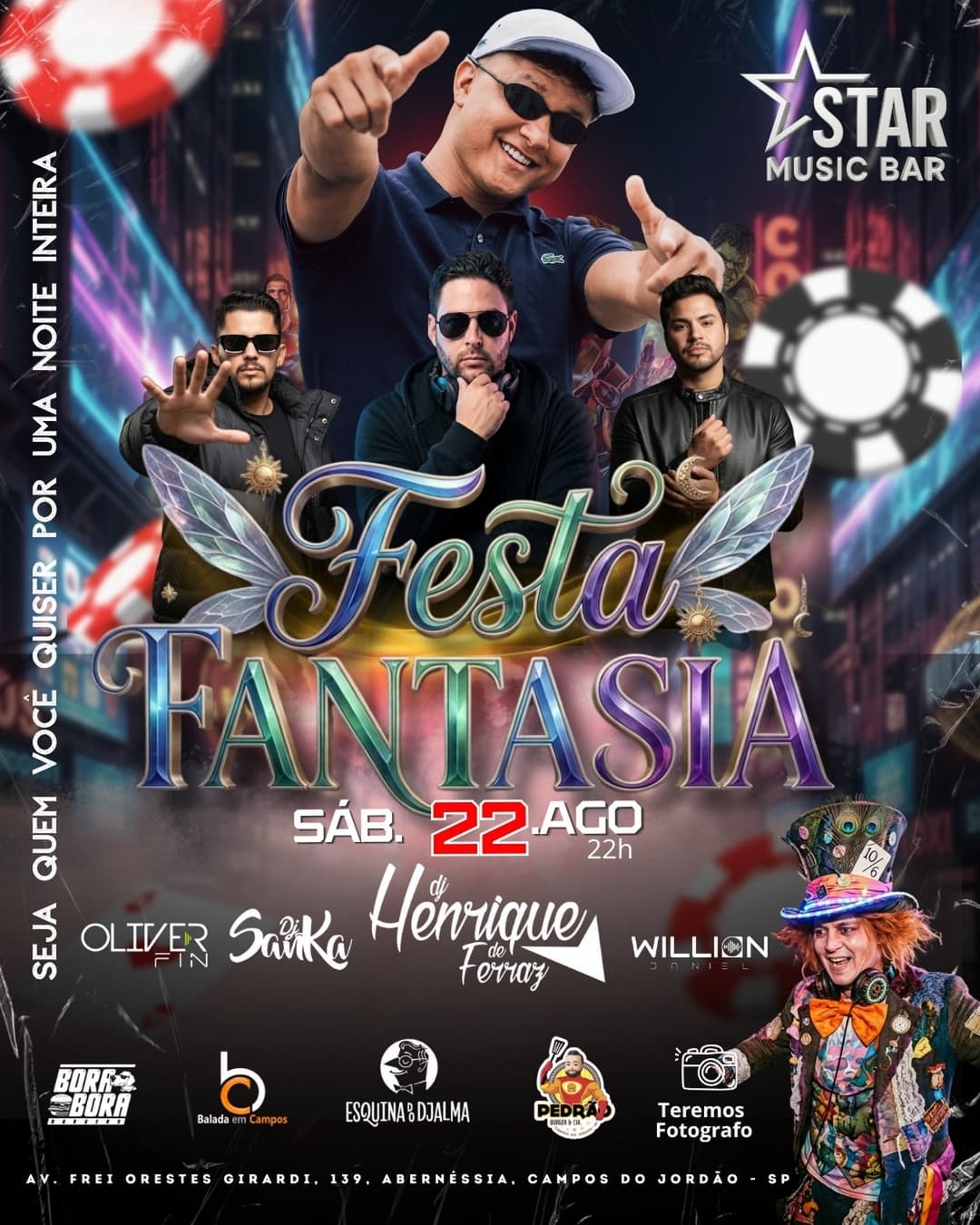 Flyer de DJ Henrique de Ferraz, DJ Oliver Fin, DJ Sanka e DJ Willian Daniel