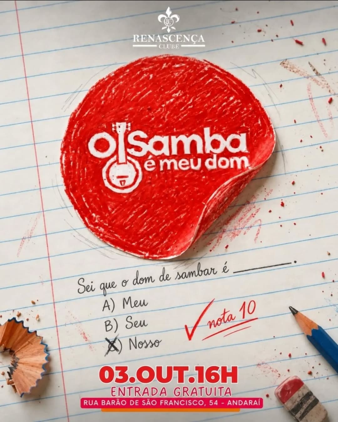 Flyer de O Samba é Meu Dom