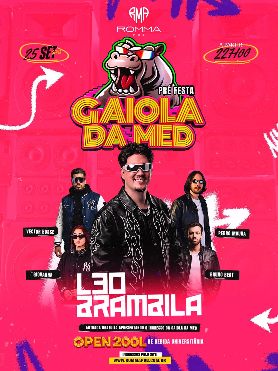 Flyer de DJ Léo Brambila, Vector Bosse e mais 3 artistas