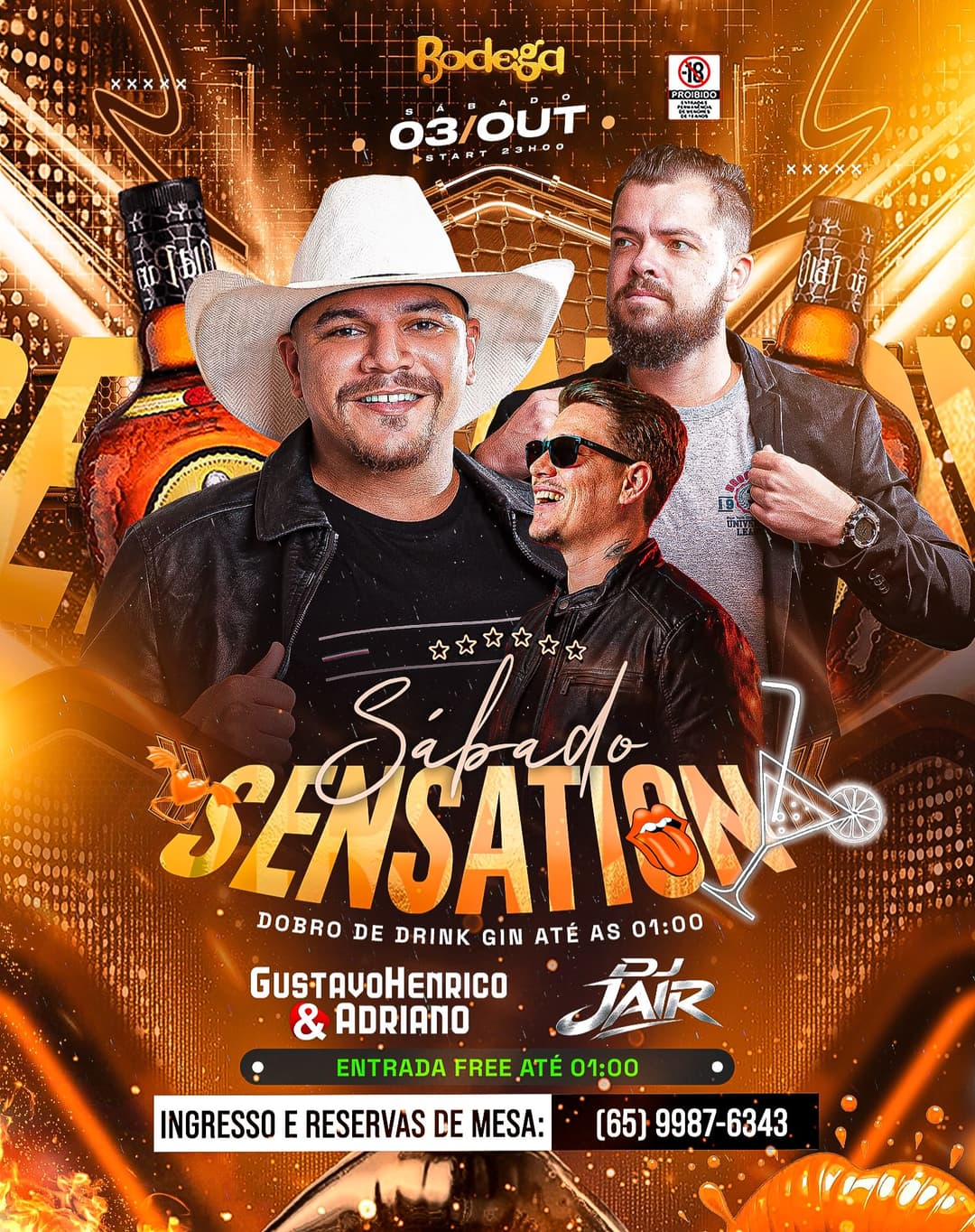 Flyer de Gustavo Henrico & Adriano e DJ Jair
