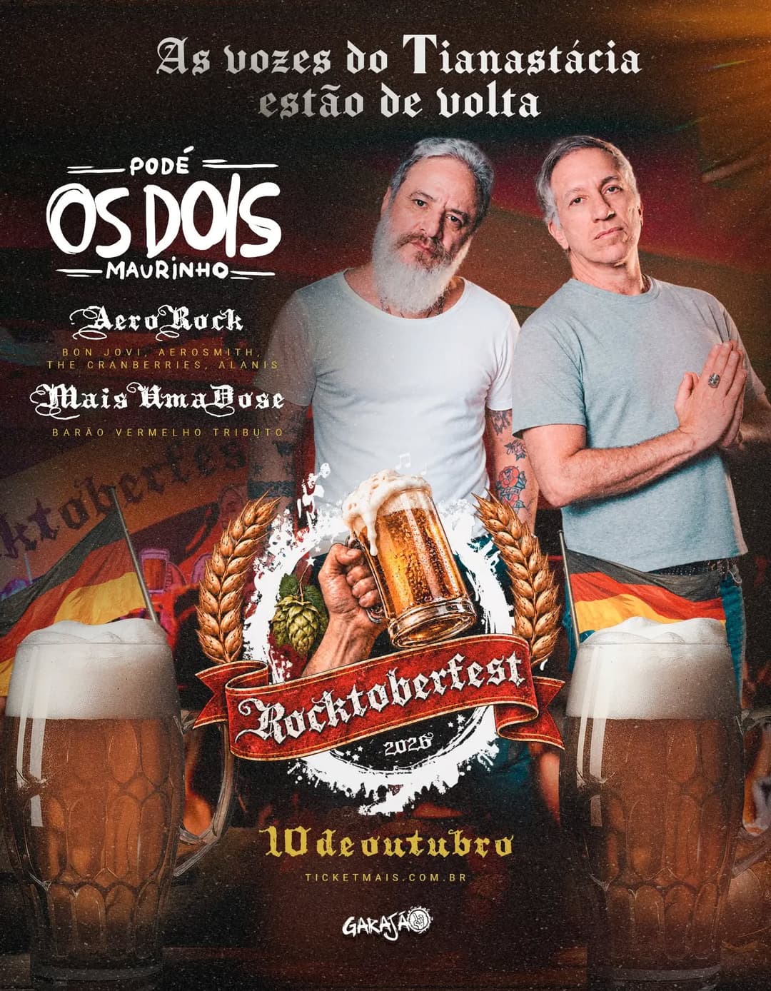 Flyer de OS DOIS, Aero Rock e Mais Uma Dose