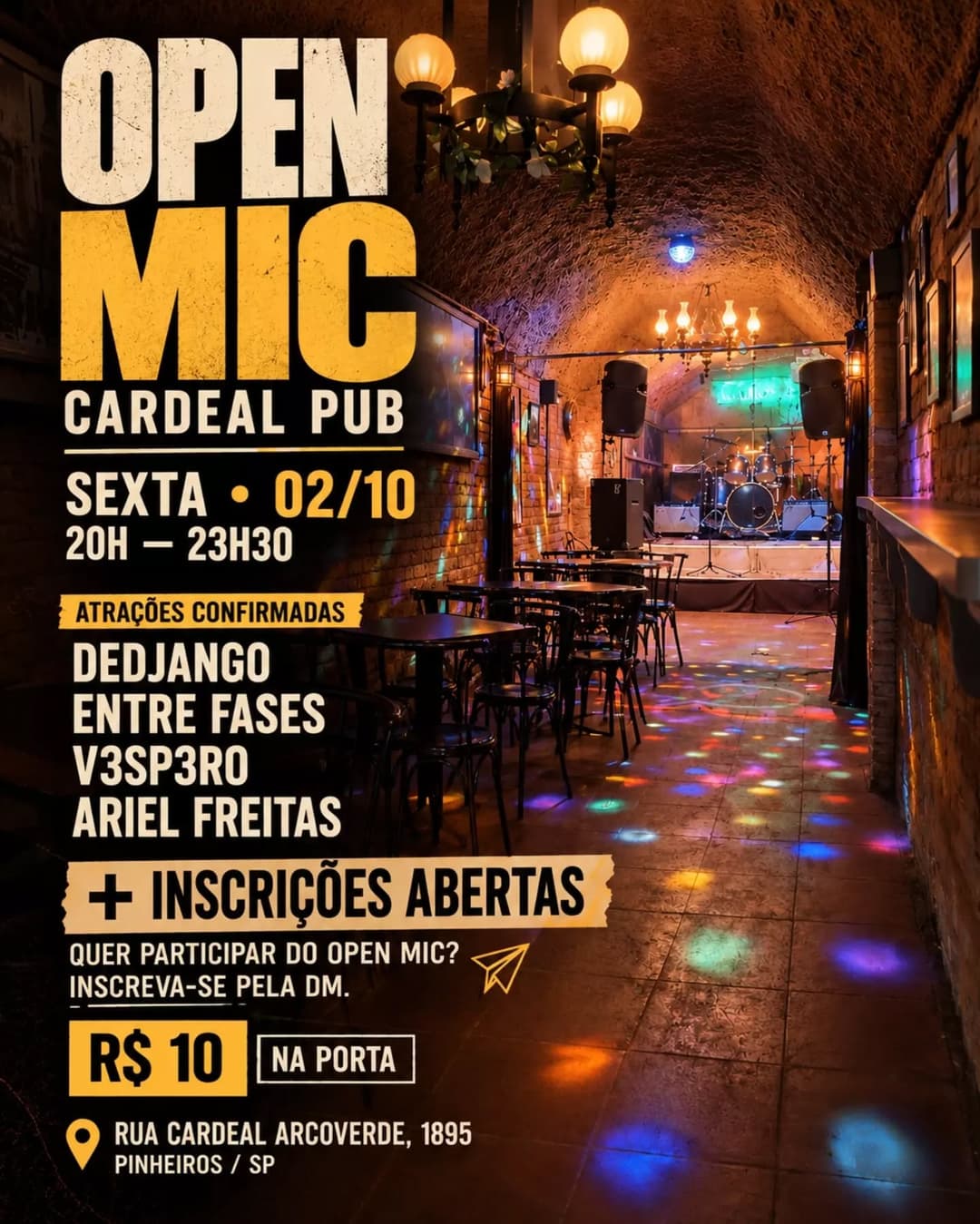 Flyer de Vespero, Dedjango, ENTRE FASES e Ariel Freitas
