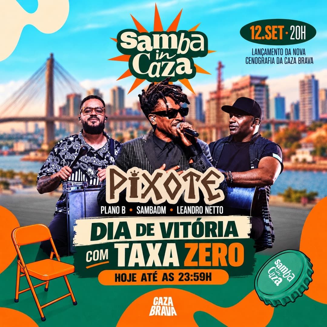 Flyer de Pixote, Plano B, Sambadm e Leandro Netto