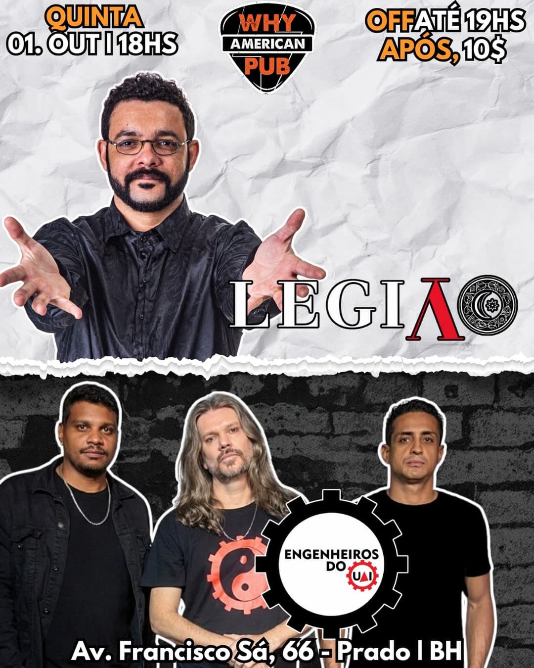 Flyer de Engenheiros do Uai e Legião V