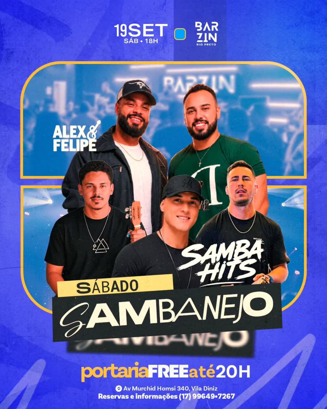 Flyer de Alex & Felipe e Samba Hits