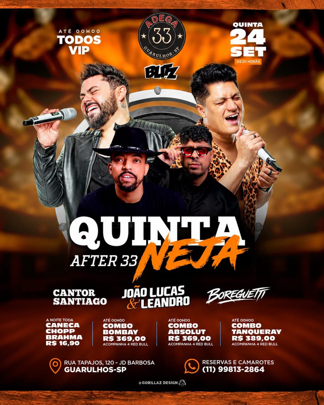 Flyer de Santiago Teclas, Rodrigo Boreguetti e João Lucas & Só