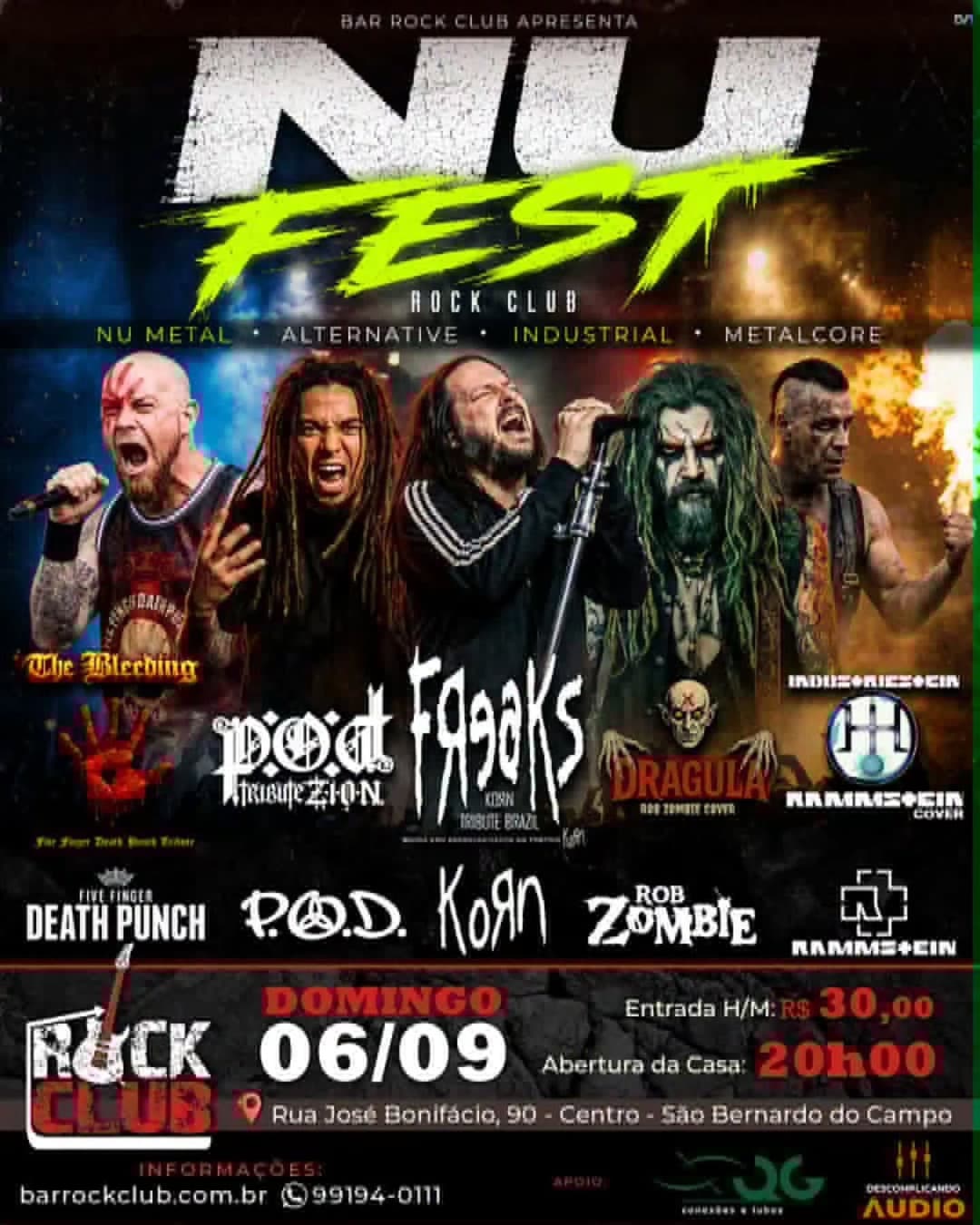 Flyer de Freaks, Zion - P.O.D. Tribute e mais 3 artistas