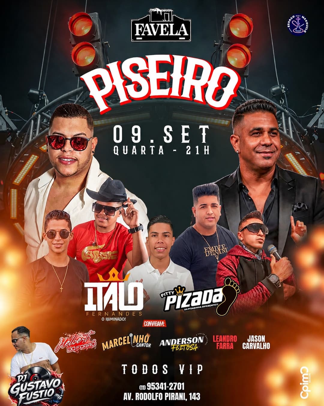 Flyer de Marcelinho Cantor, Pitty Pizada e mais 6 artistas