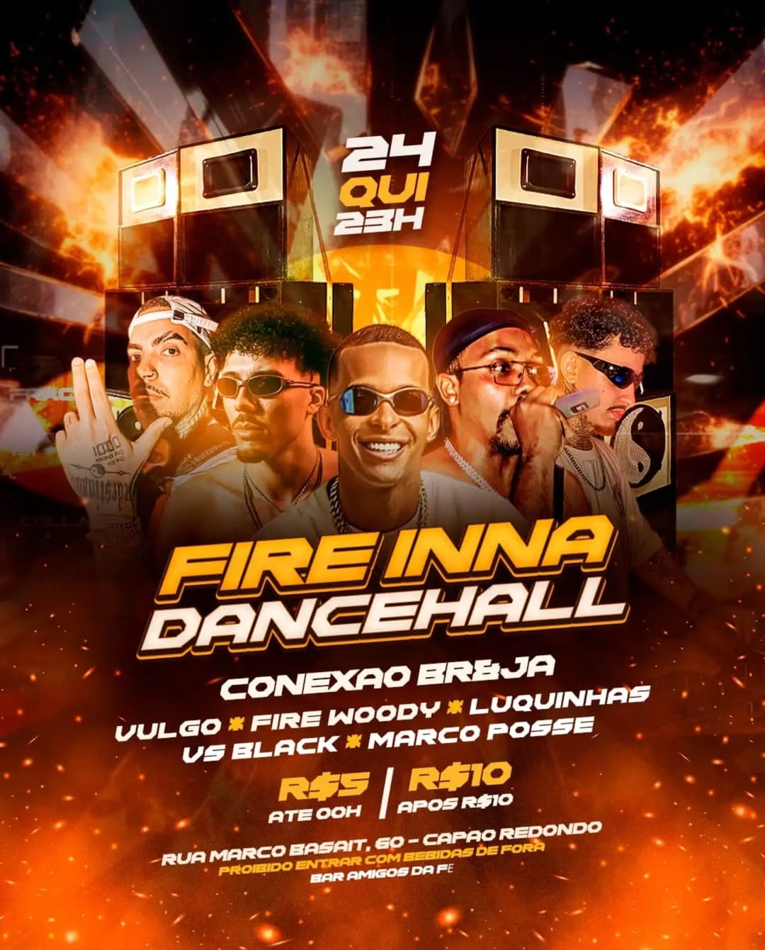 Flyer de Conexão Brasil e Jamaica S.S e mais 5 artistas