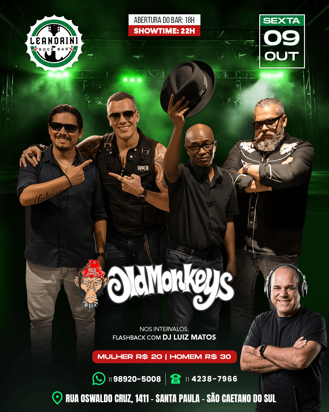Flyer de Old Monkeys e DJ LUIZ MATOS