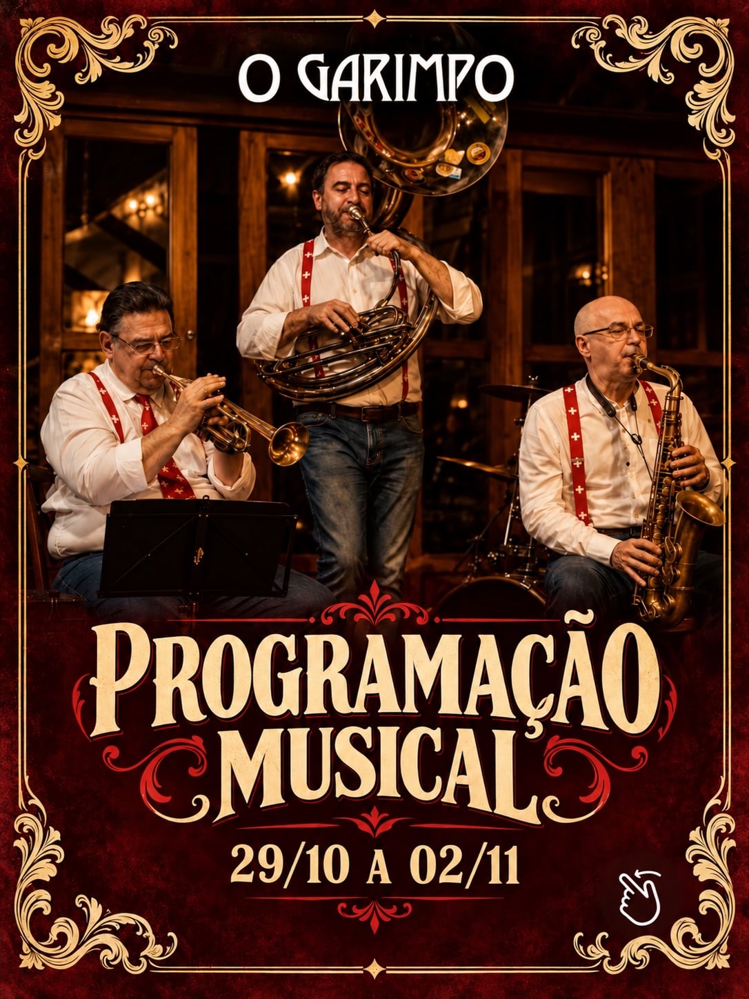 Flyer: 3 Soul Blues, Elvis Afonso, Cezinha Santos, Swiss College Dixie Band, albertomouramusic e ricadobaixo